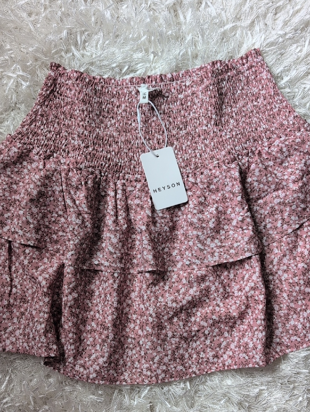 Heyson Rose Floral Smocked Tiered Mini Skirt